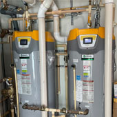 Dual Commercial Gas Water Heaters installation in building in Downtown Tampa